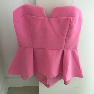 Pink peplum strapless sweetheart top- never worn